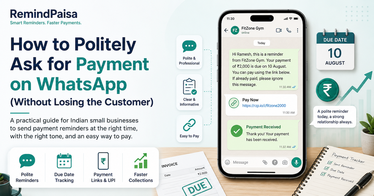 Cover illustration for How to Politely Ask for Payment on WhatsApp (Without Losing the Customer)