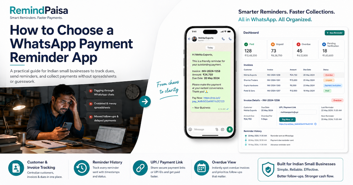 Cover illustration for Best WhatsApp Payment Reminder App for Indian Businesses: What to Look For